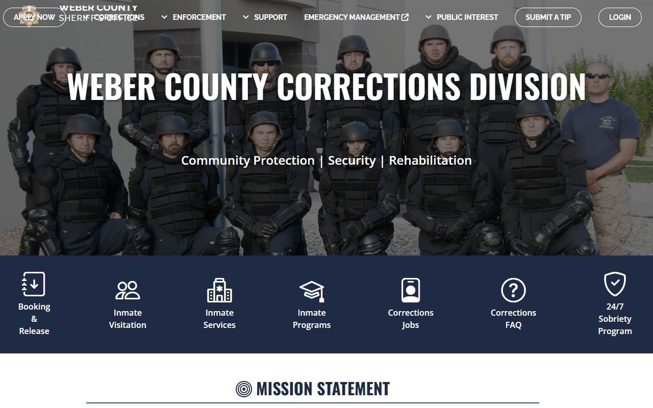 Weber County Correctional Facility inmate population corrections page